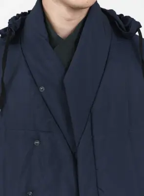 Kimono Puffer Jacket in Navy Blue Ecocare Microfiber — photo 3