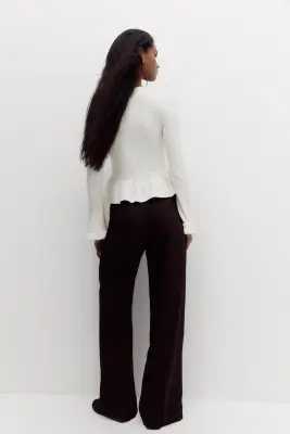 Pantalon chic à effet froissé - Marron foncé — photo 2