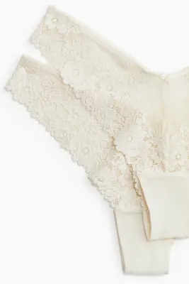 Lot de 2 culottes Brazilian en dentelle - Crème — photo 4