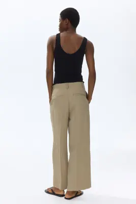 Pantalon 7/8 en twill - Beige — photo 3