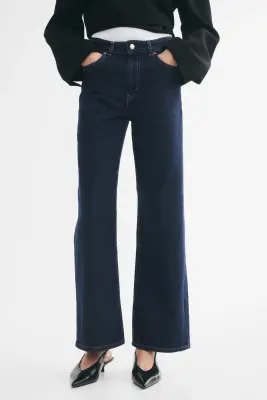 Wide High Waist Jeans - Bleu denim foncé — photo 5