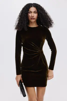 Robe avec détail torsadé - Vert foncé — photo 2