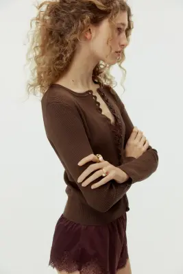 Gilet côtelé - Marron — photo 2