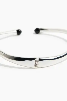 Collier rigide à charnière - Argenté/noir — photo 2