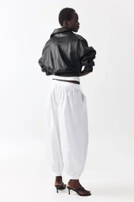 Pantalon en coton avec jambes ballon - Blanc — photo 3