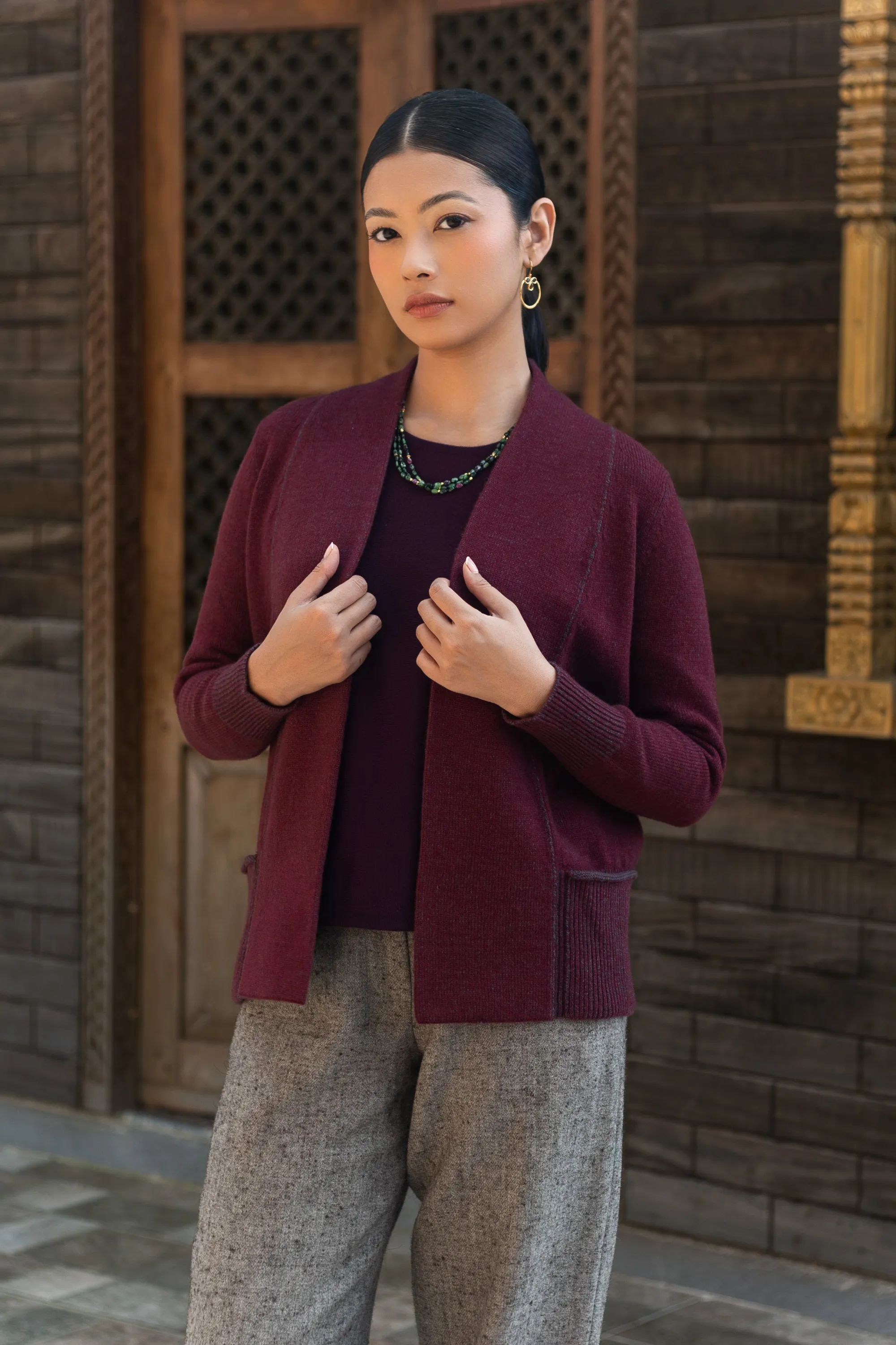 Veste en laine double-fil