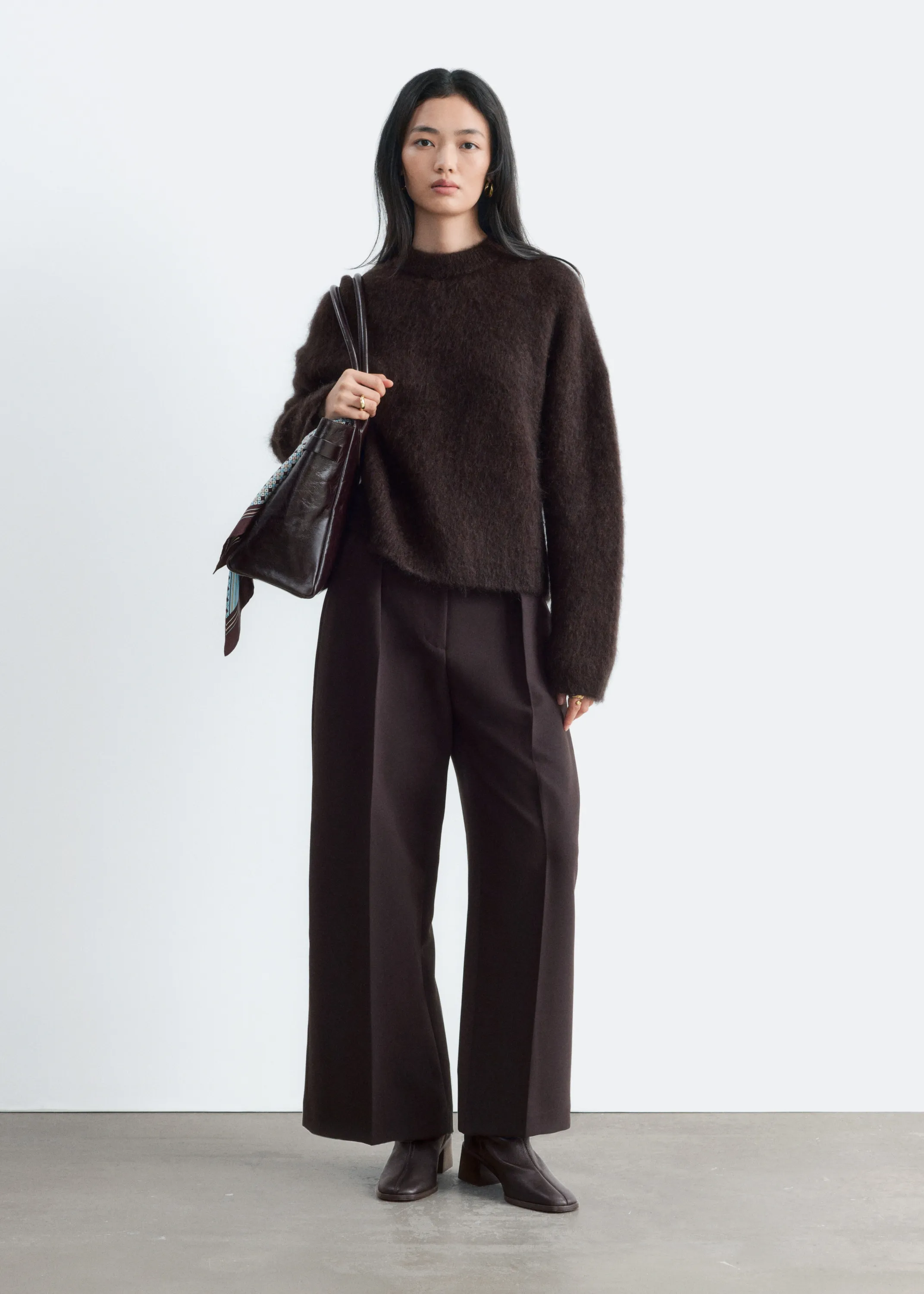 Bottines-chaussettes en cuir - Marron foncé