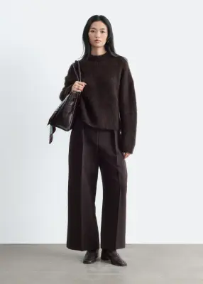 Bottines-chaussettes en cuir - Marron foncé — photo 1