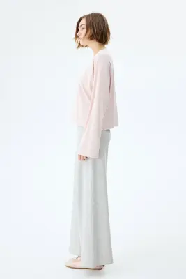 Pantalon évasé en jersey - Gris clair chiné — photo 3