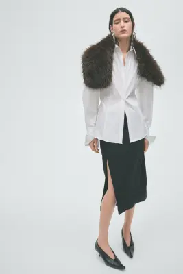 Chemise sablier en popeline - Blanc — photo 2