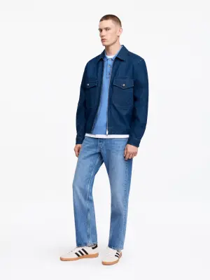 Polo en maille fine - Bleu moyen — photo 2