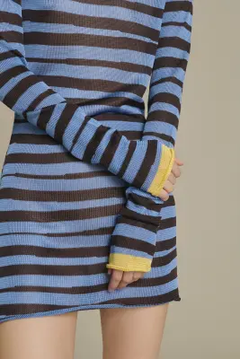 ROBE MOMO MINI MOKA/BLEU CIEL — photo 3