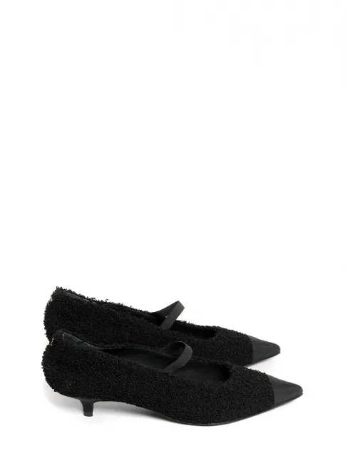 Escarpins en laine bouclée noir sigle CC doré FW 2022 Prix boutique 1200€ Taille 38