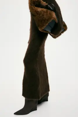Robe en mohair mélangé avec dos ouvert - Marron foncé — photo 4