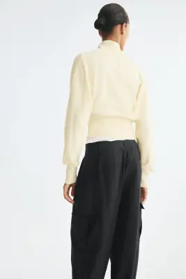 Pantalon barrel cargo - Bleu marine — photo 3