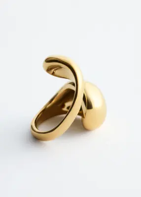 Bague sculpturale à effet torsadé double - Doré — photo 2