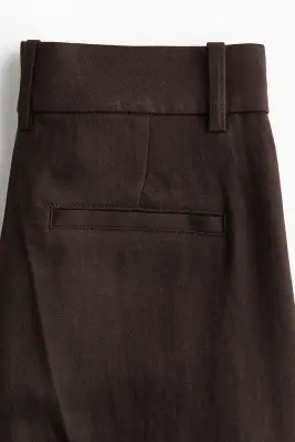 Pantalon large en lin mélangé - Marron foncé — photo 5
