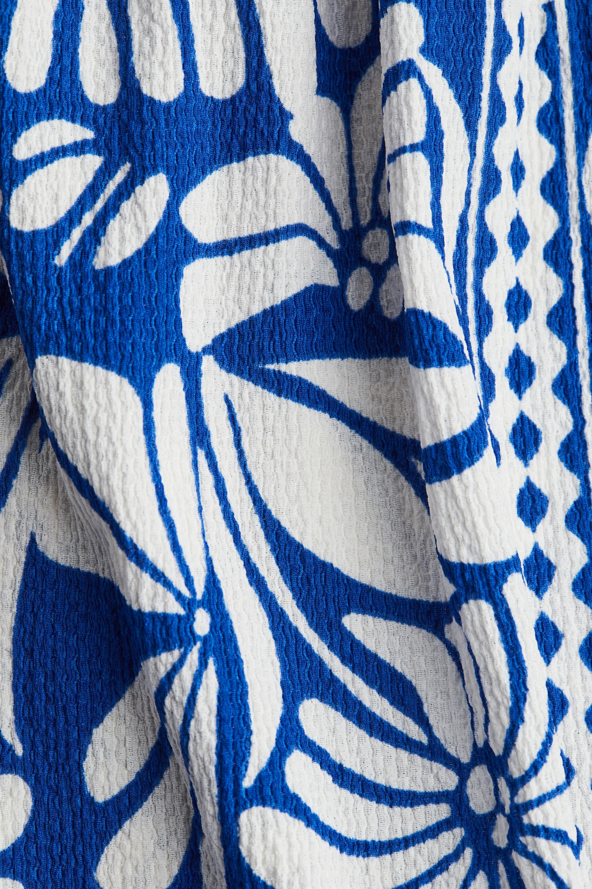 Robe smockée à bretelles fines - Bleu/motif blanc