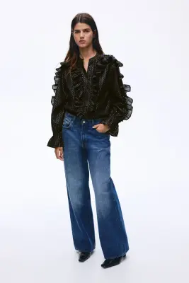Blouse volantée - Noir — photo 2
