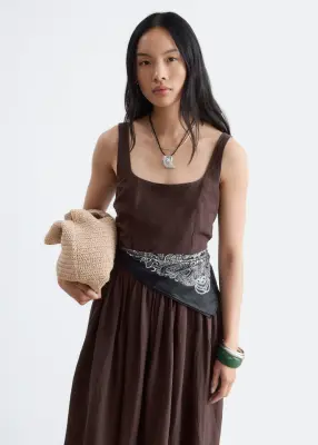 Robe midi évasée - Marron foncé — photo 2