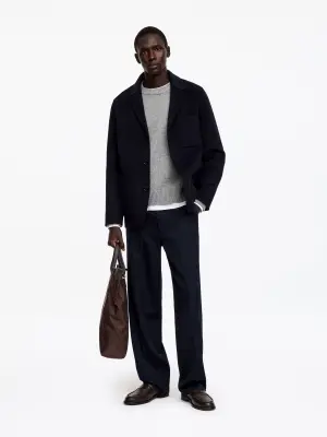 Pull en maille de laine épaisse - Gris clair chiné — photo 1