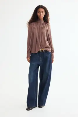 Blouse à manches ballon - Taupe foncé — photo 2