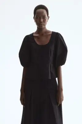 Blouse péplum en coton - Noir — photo 1