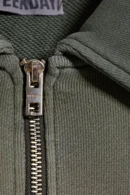 Sweat quart-zippé - Vert foncé délavé — photo 4