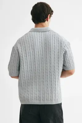 Polo Relaxed Fit en maille torsadée - Gris ancien — photo 3