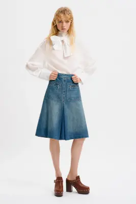 Jupe trapèze en denim - Bleu denim — photo 2