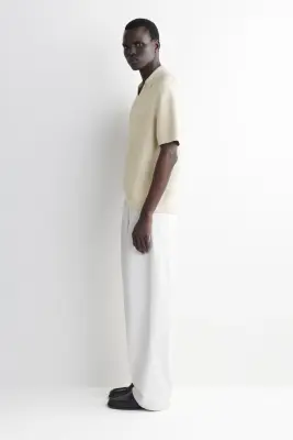 POLO EN MAILLE AJOURÉE - BEIGE CLAIR CHINÉ — photo 2