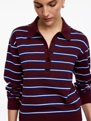 Polo en maille - Rouge foncé/Bleu/Rose — photo 3