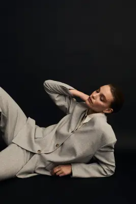 Blazer sans revers - Beige — photo 5