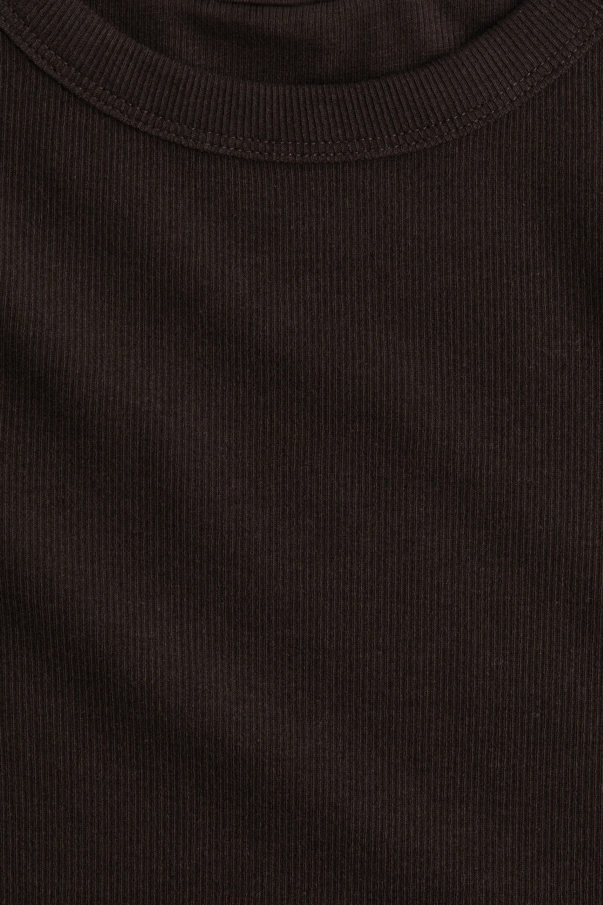 T-shirt côtelé en modal mélangé - Marron foncé