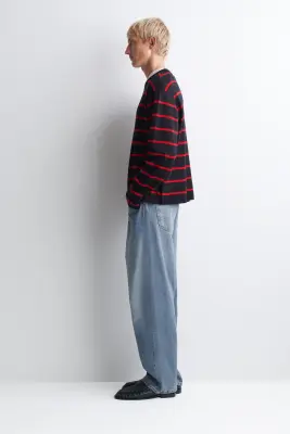 T-SHIRT DÉCONTRACTÉ À MANCHES LONGUES EN JERSEY - NAVY / RED / STRIPED — photo 4
