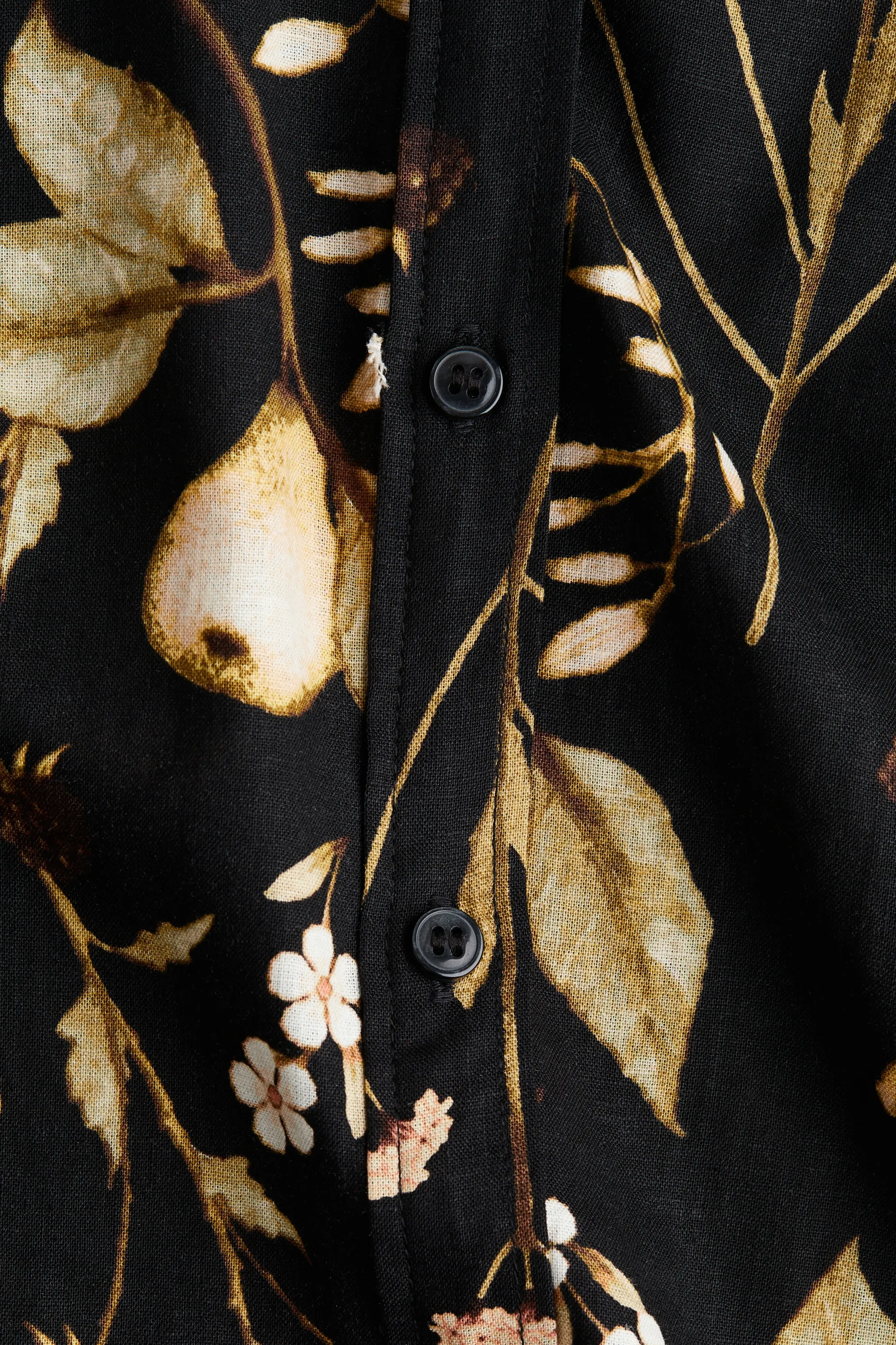 Blouse en lin mélangé - Noir/fleuri