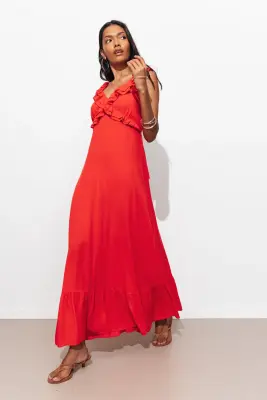 Robe longue à volants Femme — photo 2