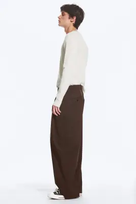 Nate Pantalon Taille Standard Coupe Droite Ample - Marron foncé — photo 1