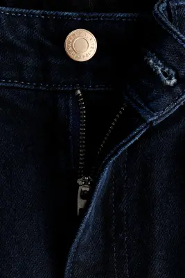 Wide High Waist Jeans - Bleu denim marine — photo 5