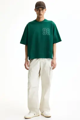 T-shirt imprimé Oversized Fit - Vert foncé/98 — photo 2