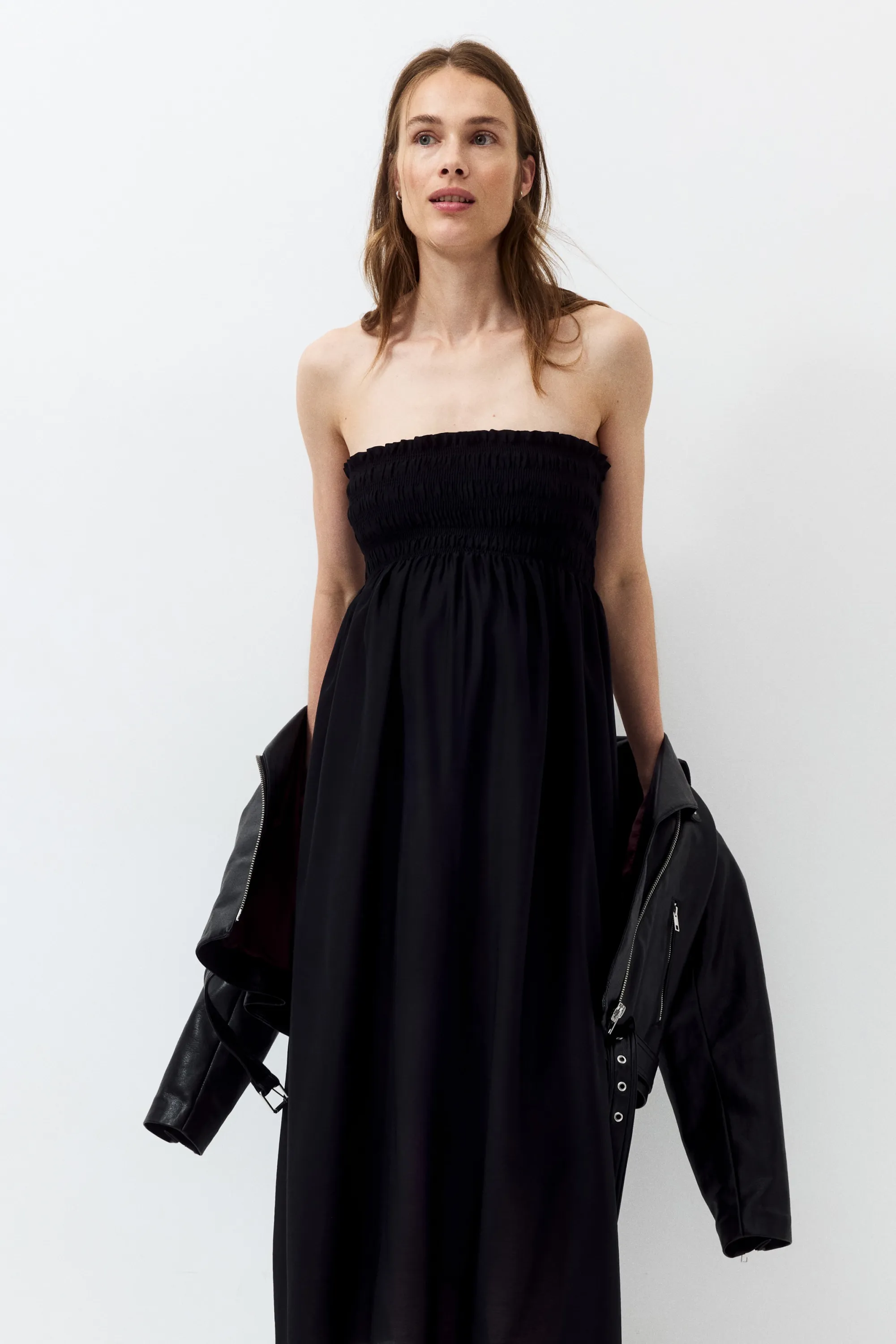 MAMA Robe bandeau smockée - Noir