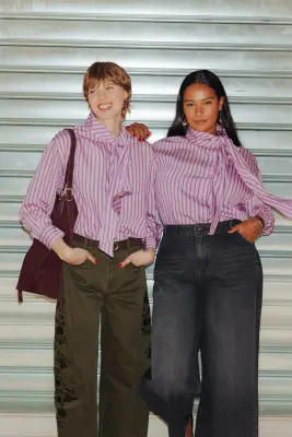 Chemise rayée à noeud Femme — photo 2