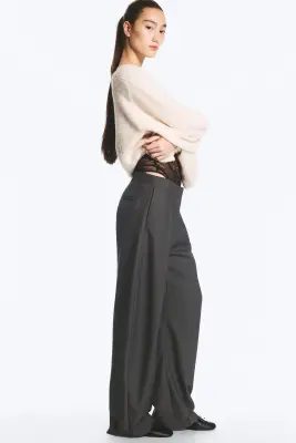 Pantalon ballon taille basse - Gris foncé chiné — photo 3