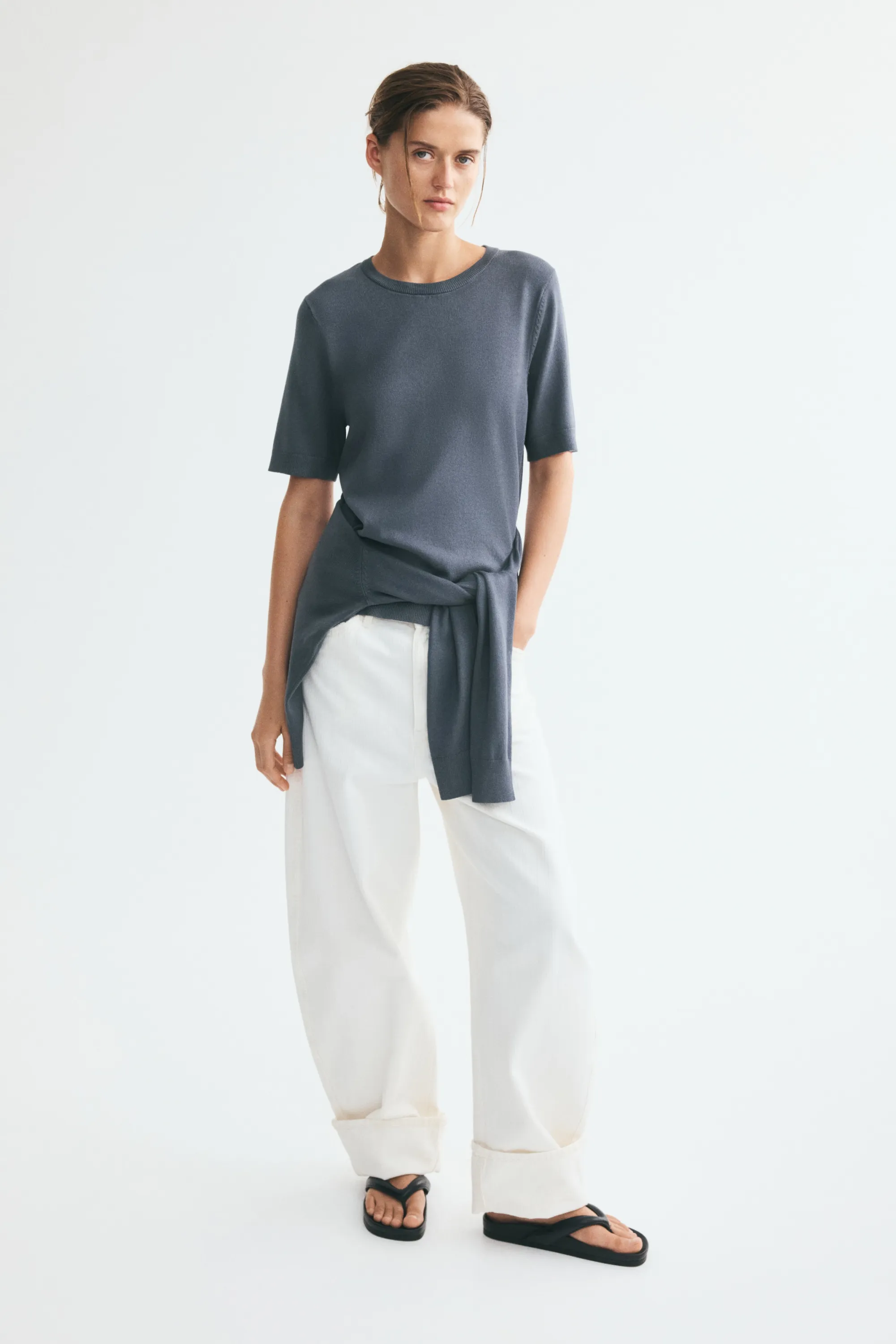 Top en maille fine - Gris foncé