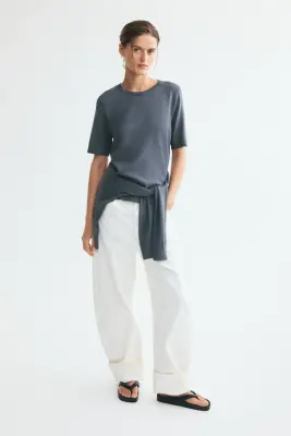 Top en maille fine - Gris foncé — photo 1