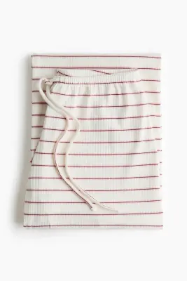 Pantalon en coton mélangé - Blanc/rayures roses — photo 4