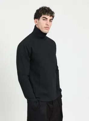 Ribbed High Neck Sweatshirt in Heather Dark Gray Technical Knit — photo 3