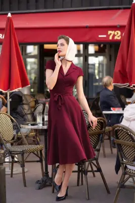 Hortense Collared Dress - Bordeaux — photo 2