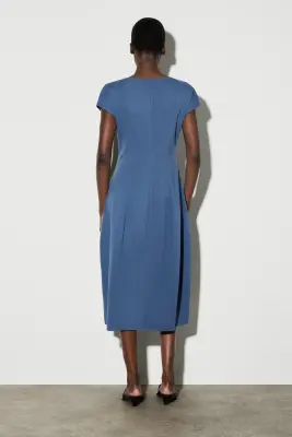 ROBE MIDI SCULPTÉE EN JERSEY - BLEU — photo 3