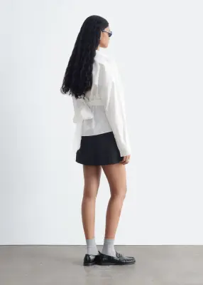Chemise en coton à taille ceinturée - Blanc — photo 5